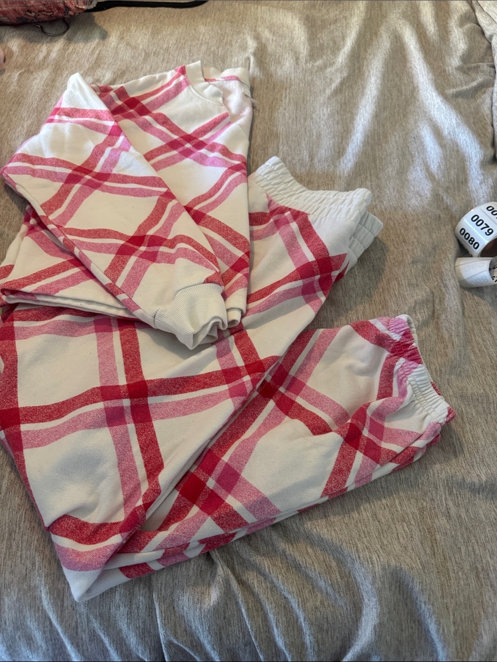 Colsie White and Pink Plaid Pajama Set